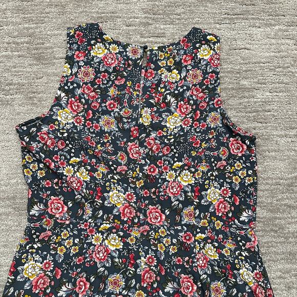 Ann Taylor Loft Dress Womens 14 Blue Floral Ruffle Hem Spring Summer Casual - Picture 6 of 12